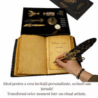 JurnaleVintage Set caligrafie Set Stilou Pana neagra Steampunk cu Accesorii Complete - Caligrafie, Sigilii si Cadou Premium