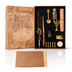 JurnaleVintage Set caligrafie Set Caligrafie cu Pana si Sigiliu - Scris Artistic si Scrisoare Medievala Cadou