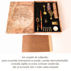 JurnaleVintage Set caligrafie Set Caligrafie cu Pana si Sigiliu - Scris Artistic si Scrisoare Medievala Cadou