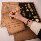 JurnaleVintage Set caligrafie Set Caligrafie cu Pana si Sigiliu - Scris Artistic si Scrisoare Medievala Cadou