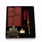 JurnaleVintage Set caligrafie Set Stilou cu Pana Visinie si Jurnal Vintage - Eleganta Clasica pentru Scris si Cadou Special