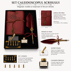 JurnaleVintage Set caligrafie Set Stilou cu Pana Visinie si Jurnal Vintage - Eleganta Clasica pentru Scris si Cadou Special