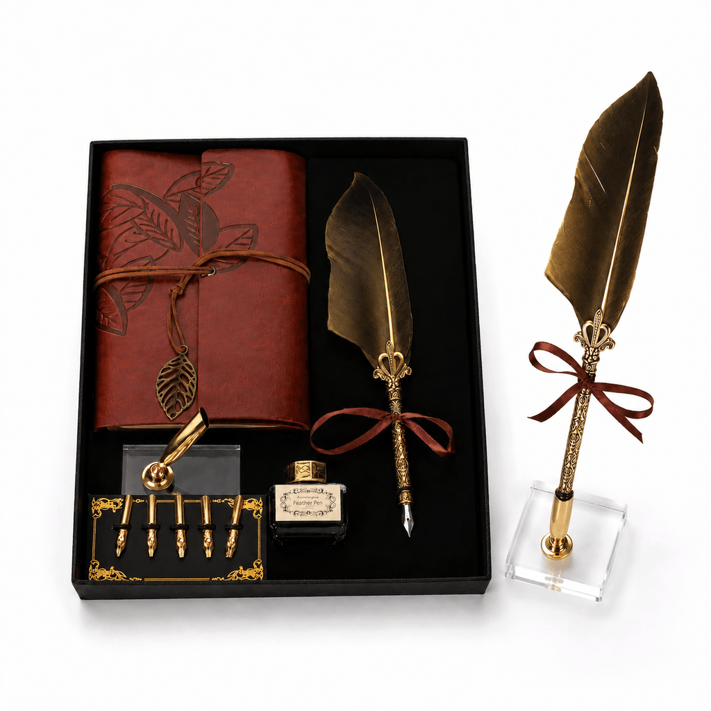 CraftMystic Set caligrafie Set Stilou cu Penita si Pana in Cutie Cadou - Eleganta Vintage si Inspiratie pentru Scris