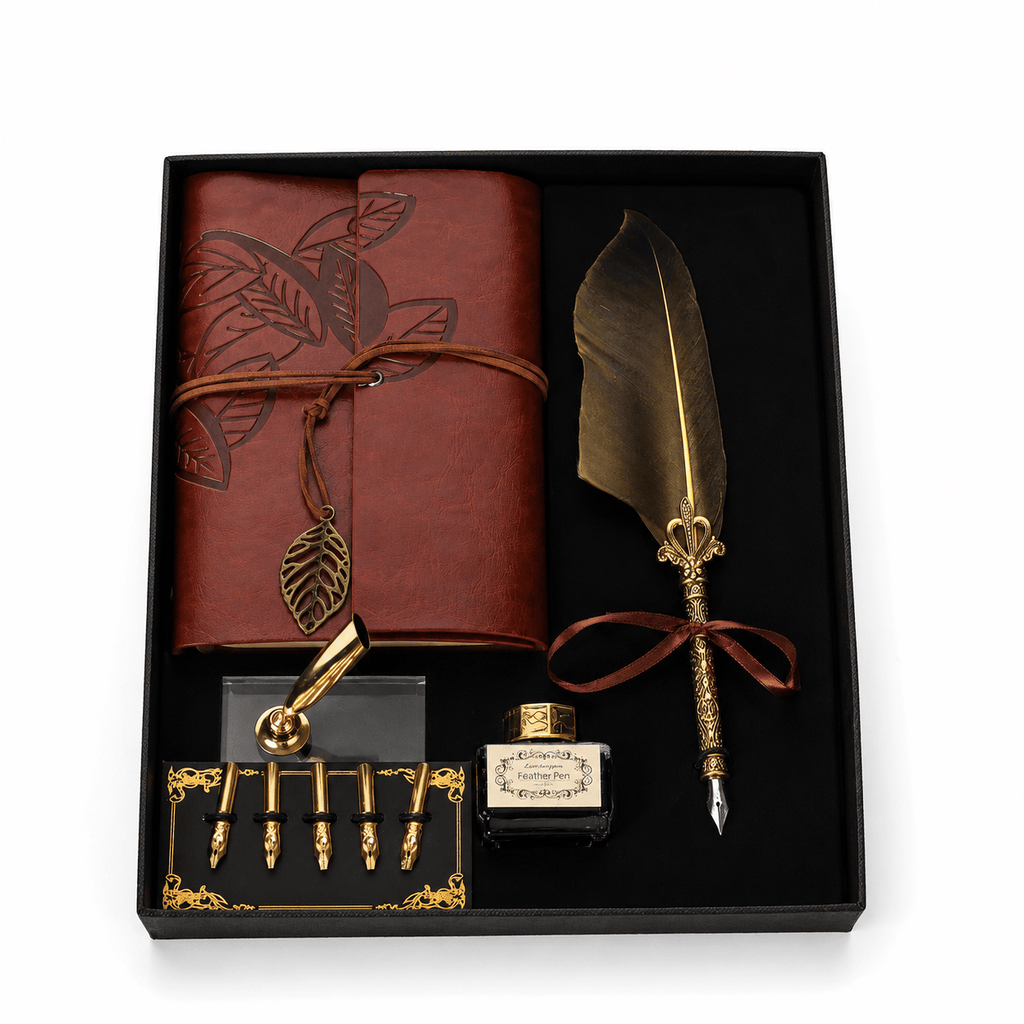 CraftMystic Set caligrafie Set Stilou cu Penita si Pana in Cutie Cadou - Eleganta Vintage si Inspiratie pentru Scris