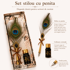 CraftMystic Set caligrafie Set Stilou cu Penita si Pana in Cutie Cadou - Eleganta Vintage si Inspiratie Creativa
