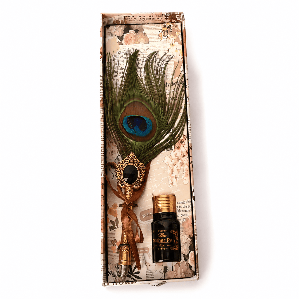 CraftMystic Set caligrafie Set Stilou cu Penita si Pana in Cutie Cadou - Eleganta Vintage si Inspiratie Creativa