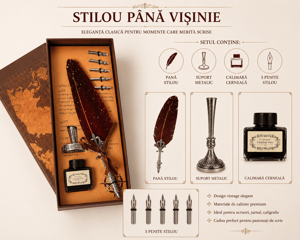 CraftMystic Set caligrafie Set Stilou Pana Visinie Vintage - Eleganta si Inspiratie pentru Scris Artistic