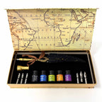 JurnaleVintage Set caligrafie Set pana cu penite interschimbabile si 5 cerneluri colorate - Scris caligrafic vintage
