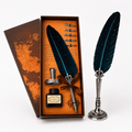 JurnaleVintage Set caligrafie Set Stilou cu Pana Albastra si Calimara - Eleganta Clasica pentru Scris Creativ