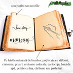 JurnaleVintage Jurnal 18x13 cm / Bumbac galben Jurnal din piele naturala cu incuietoare epoca, fazele lunii si fluture - Magie si creativitate