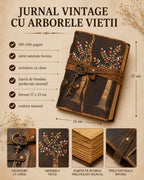 JurnaleVintage Jurnal 18x13 cm / Bumbac galben Jurnal Vintage cu Arborele Vietii, inchidere cu cheie si hartie de pergament- Protecție și Creștere