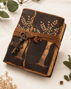 JurnaleVintage Jurnal 18x13 cm / Bumbac galben Jurnal Vintage cu Arborele Vietii, inchidere cu cheie si hartie de pergament- Protecție și Creștere
