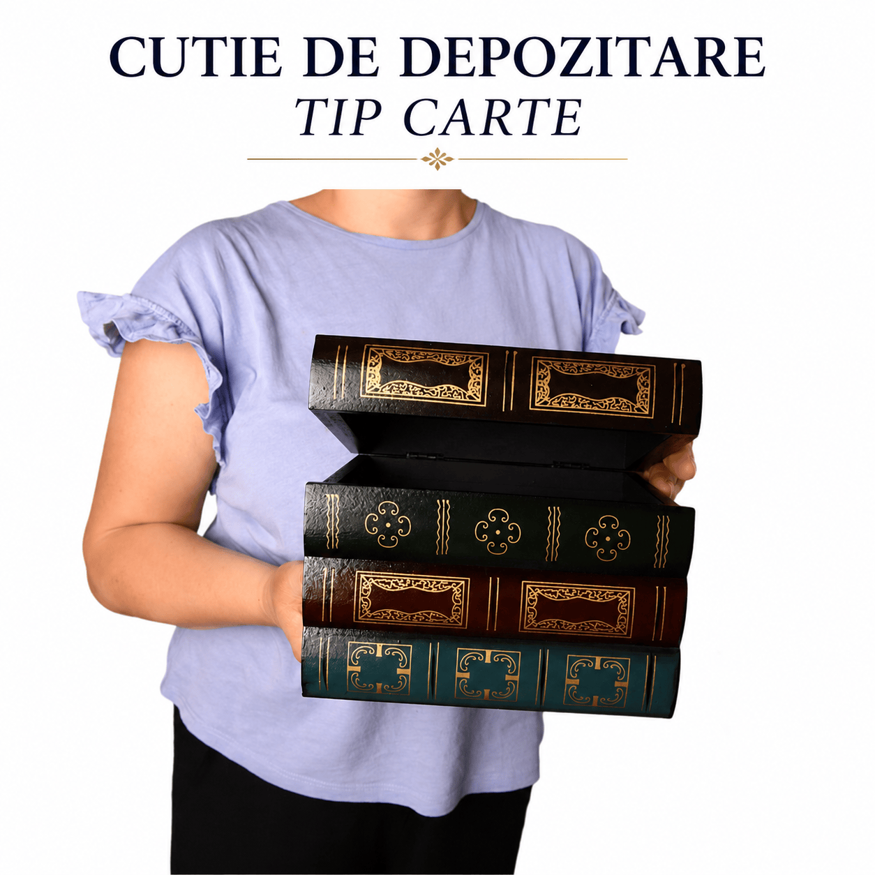 CraftMystic Cutie depozitare Cutie de Depozitare Tip Carte Vintage din Lemn - Eleganță și Organizare Discretă