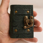 JurnaleVintage Mini jurnal 10x7 cm / Bumbac alb Talisman pentru Ganduri - Mini Jurnal cu Coperta din Piele