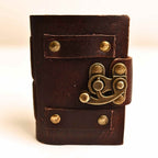 JurnaleVintage Mini jurnal 10x7 cm / Bumbac alb Talisman pentru Ganduri - Mini Jurnal cu Coperta din Piele