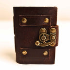 JurnaleVintage Mini jurnal 10x7 cm / Bumbac alb Talisman pentru Ganduri - Mini Jurnal cu Coperta din Piele