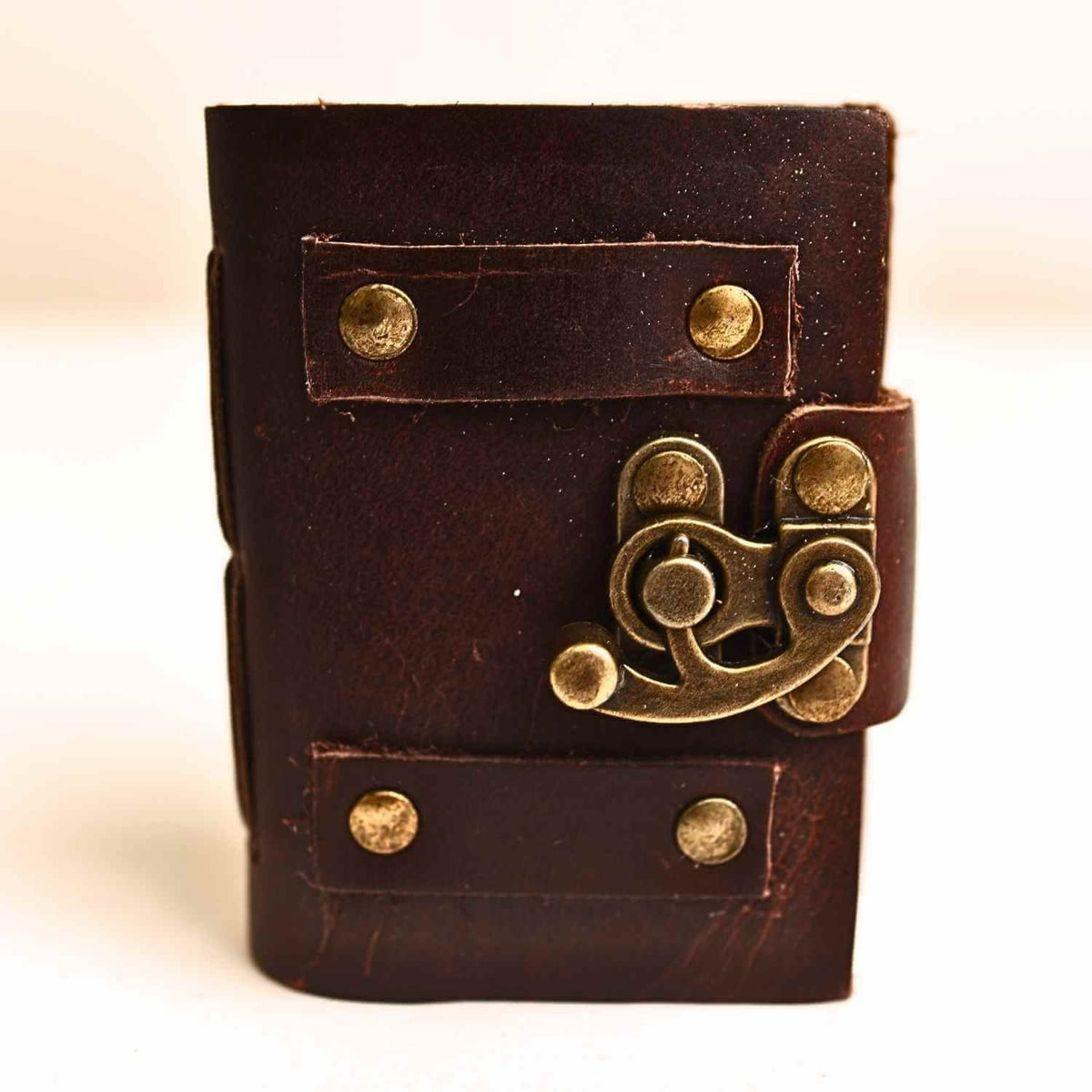 JurnaleVintage Mini jurnal 10x7 cm / Bumbac alb Talisman pentru Ganduri - Mini Jurnal cu Coperta din Piele