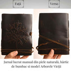 JurnaleVintage Jurnal 20x15 cm / Bumbac galben Jurnal piele naturala cu Arborele Vietii si hartie de bumbac - Creativitate si conexiune spirituala