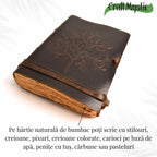 JurnaleVintage Jurnal 20x15 cm / Bumbac galben Jurnal piele naturala cu Arborele Vietii si hartie de bumbac - Creativitate si conexiune spirituala